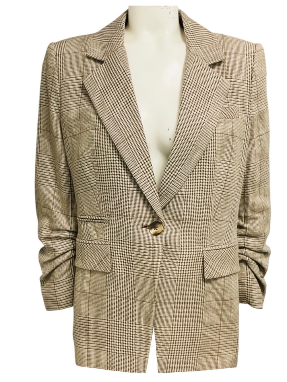 Veronica Beard Ecru / Ochre Battista Plaid Dickey Jacket
